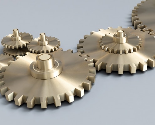 Close up of Cog wheels of a machine